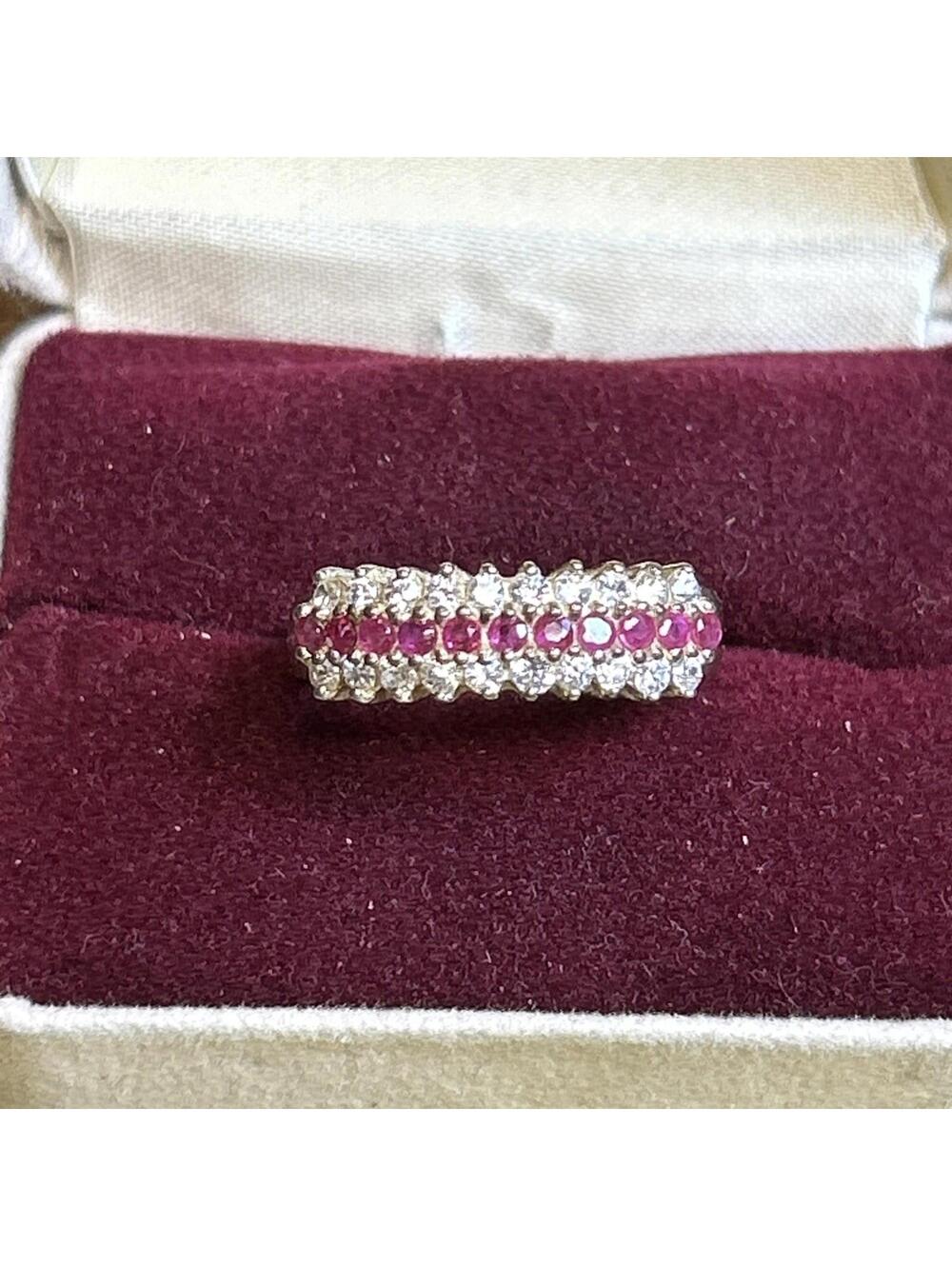 925 Cubic Zirconia Pink Sapphire Ring-Size 8-Band Width 3.3mm